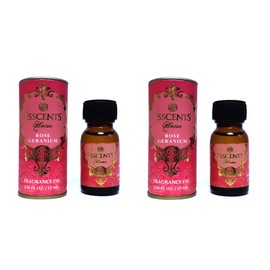 Esscents Home Premium Grade Classic Fragrance Oils - Pack of 2 - Rose Geranium, Lavender Rosemary, Jasmine Tea, Morning Blossom, Ocean Breeze, Sandalwood Spice (Rose Geranium)