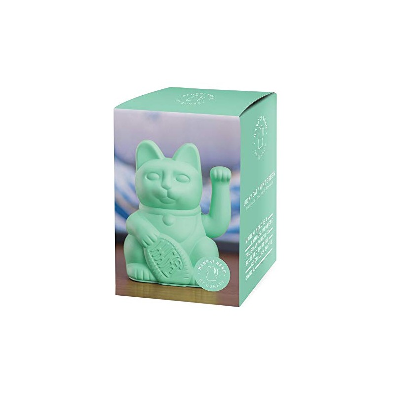 Donkey Products Waving Cat, Plastic, Mint, 15 x 10.5 x