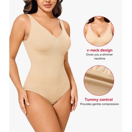 Gotoly Shapewear Women's Tummy Control Strong Shaping Body Shaper Shape Bodice Body Figure Shaping Tank Top Waist Cincher Sculpting Bodysuit, beige, L