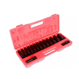 smileracing 15 Pieces 1/2 Inch Drive Deep 6 Point Metric Impact Socket Set (10-24 mm), 4883 with Storage Case