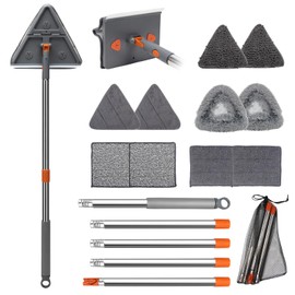 Sayene Wall Cleaner Mop with 85" Extension Pole Handle,180°Folding Baseboard Cleaner Tool with Handle,360Rotatable Wall Cleaning Tool for Cleaning Baseboard, Wall, Ceiling,Floor,10 Replacement Pads