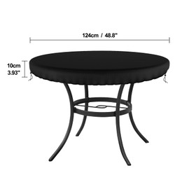 Delixike Garden Table Cover Round, Waterpoof, Windproof, Anti_UV Garden Furniture Cover,Heavy Duty Rip Proof 600D Patio Set Cover,Wipe Clean Table Cover for Outdoor/Indoor Use, Round 124cm Blac
