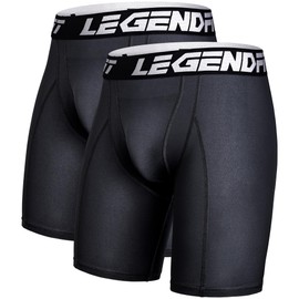 Legendfit Youth Boys Baseball Compression Underwear w/Cup Pocket(NO Cup) Protective Athletic Shorts Football - 2Pack Plain Black