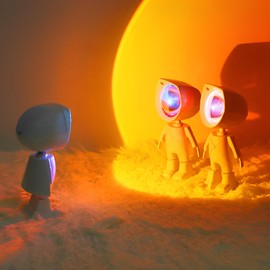 Sunset Lamp Projector Astronaut LED Night Light – 7-Color 360° Galaxy Lamp, Ambient Lighting for Bedroom, Party, Photography, TikTok Decor, Selfie, Battery-Powered Relaxation Gift for Women, Girls