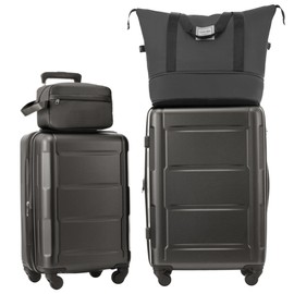 Merax Luggage Sets 2 Piece Suitcase Set, Hardshell 20 IN & 24 IN Suitcase Set with Duffel Bag, Travel Suitcases with Spinner Wheels and TSA Lock(Dark Gray)
