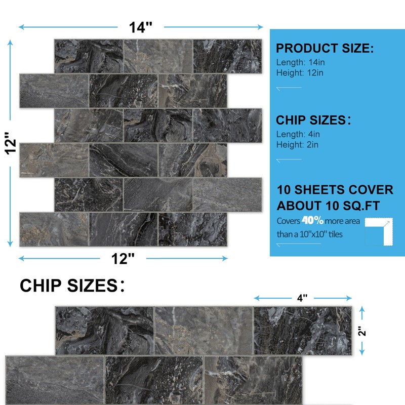 V-MOZZA 10-Sheet Peel and Stick Backsplash, Peel and Stick Wall