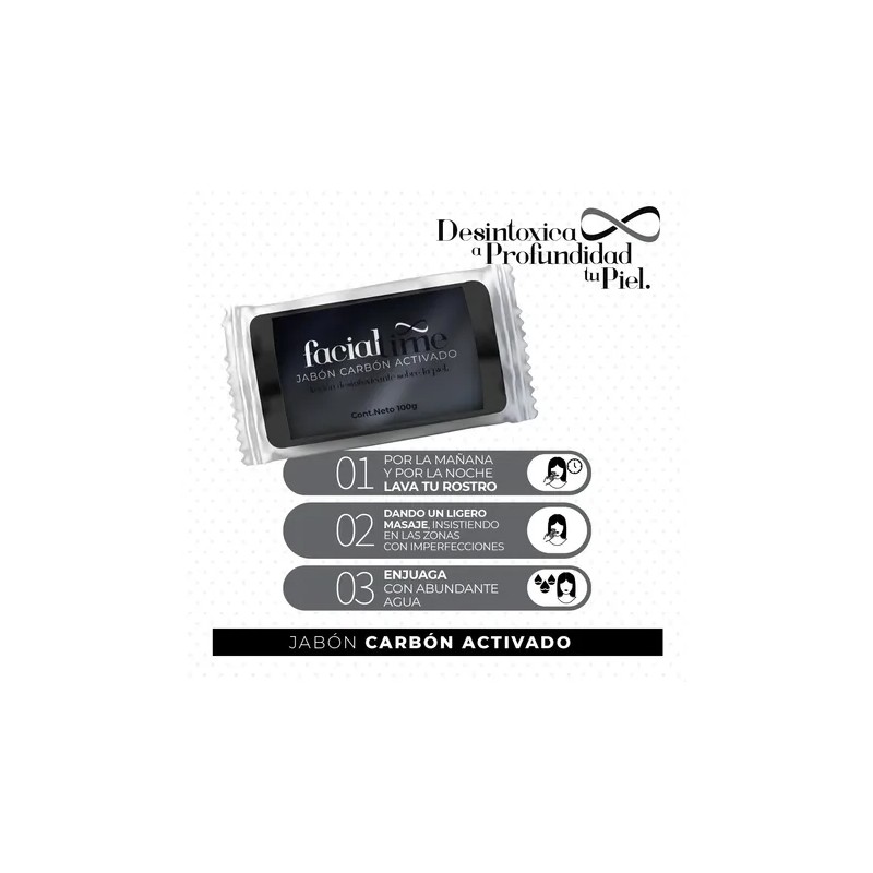 Jabon Carbon Activado De 100gr Facial Time Control