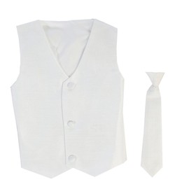 Vest and Clip On Baby Boy Necktie set - WHITE - 4T