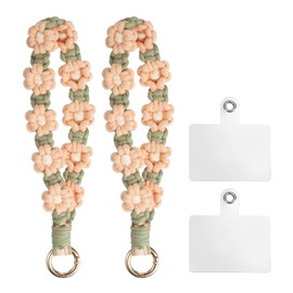 sourcing map 2 Pcs Phone Wrist Strap, Cell Phone Lanyard Bracelet with Tether Tabs Handmade Smartphone Wristlet Keychain Anti-Loss Phone Chain for Women, Pink