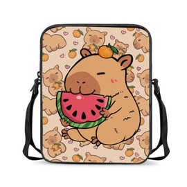 Wnbucioht Capybara Print Crossbody Purse for Men Women Black Sling Shoulder Handbags Portable Travel Tote Bags Cute Capybara Small Messenger Hand Bags Zipper Wallet