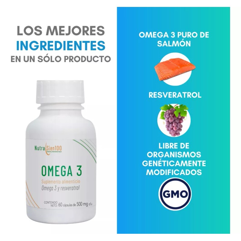 NutraSien100 Omega 3 De Salmón Con Resveratrol Epa/dha Nutrasien100 60cap