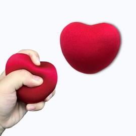 2pcs Stress Ball, Heart Shape, Firm Squishy Elastomer Gel, Red