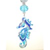 Beautiful Turquoise and Blue Seahorse with Silver Glass Ceiling Fan