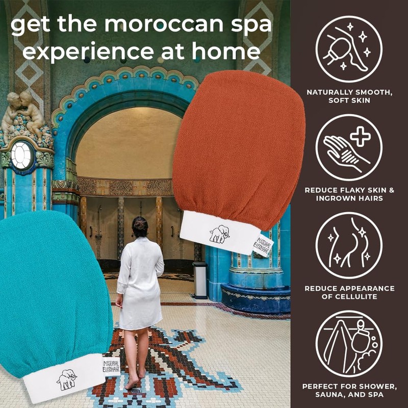 Natural Elephant Exfoliating Hammam Glove | Authentic Moroccan Kessa Body