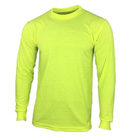 Safety High Visibility Long Sleeve Construction Work Shirts Pack for Men (Safety Yellow, Large)