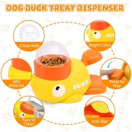 VOXGET Interactive Treat Dispenser Dog Toy, Duck Puzzle Treat Toy for Small Large Smart Cats Dogs IQ Training, Mental Enrichment Slow Food Feeder with 1 Sticker for Pets Anti-Boredom-Dark Yellow