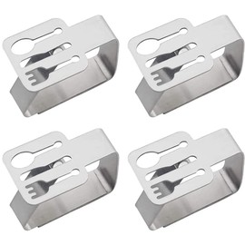 Alnicov 4pcs Stainless Steel Thickened Strong Cloth Clips Tablecloth Clamp Holder Table Cover Clamps for Outdoor and Indoor(Cutlery)