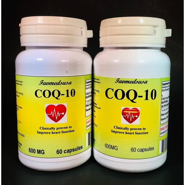CoQ-10 Q-10 coq10 CO Q10 co-Enzyme 600mg - Various Sizes. Made in USA (CoQ-10 Q-10 coq10 CO Q10 co-Enzyme 600mg - 120 (60 x 2) Capsules. Made in USA)