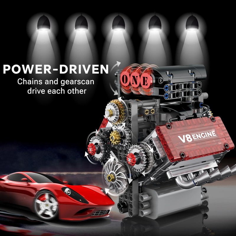 V8 Engine Model Kit That Works Micro Building Blocks Set