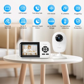 Dual Mode Baby Monitor,1080p Video APP,10-Hour Streaming,Smart AI Humanoid&Cry Detection,Night Vision,Lullaby,Two-Way Talk,1500ft Long Range,