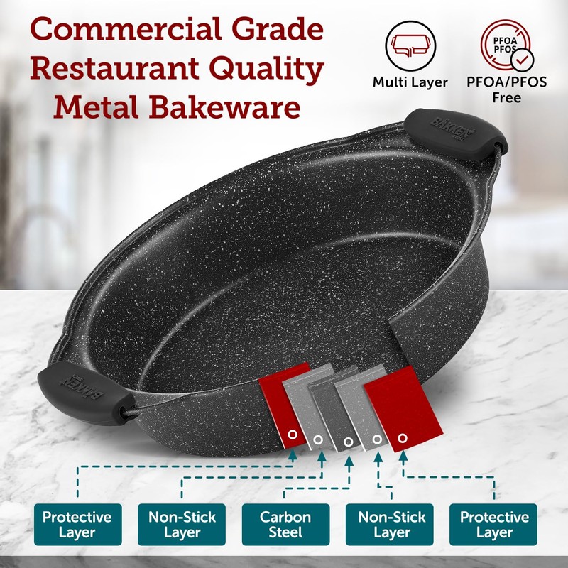 BAKKEN Cookie Sheets for Baking Nonstick Set - 3-Piece Stackable