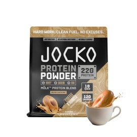 Jocko Fuel Mölk Whey Protein Powder 22g Protein - 95mg of Caffeine - Low Sugar Monk Fruit Blend - Muscle Recovery & Growth, Packaging May Vary (28 Servings, Coffee & Donuts)