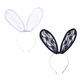 Minkissy 2pcs Lace Bunny Headbands Sexy Rabbit Ear Hair Bands Easter Party Costume Hair Hoops for Adults Kids