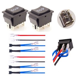 2PCS Momentary Polarity Reverse Switch DC 12V 20A Motor Control DPDT 6 Pin 3 Position (ON)-Off-(ON) AC 110V-220V Automatic Reset Boat Rocker Toggle Switch with Wire