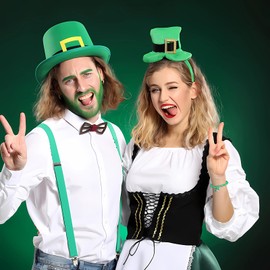 ALoveSoul Green Lucky Clover Charm Stretch Beaded Bracelets St Patricks Day Jewelry for Women, 8mm