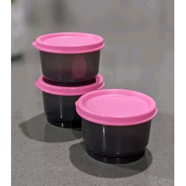 TUPPERWARE Set Of 3 Snack Bowl Small 4 oz Black/Pink Seal  New