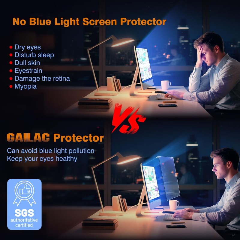 Gailac Anti Blue Light & Anti Glare Screen Protector,27-28 Inch