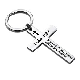 Christian Birthday Gifts for Son Daughter Christian Cross Keychains for Men Women Teen Inspirational Gift for Boys Girls Best Friend Christmas Gifts for Bestie Friends Luke 1:37 Gift Keyring