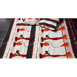 Homeable Bed Linen 135 x 200 cm and 80 x 80 cm - 100% Cotton with Zip | Oeko-Tex Certified | Printed in Orange/Brown | Soft, Breathable and Skin-Friendly