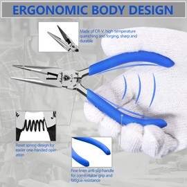 Needle Nose Pliers, mshandto 5" Long Nose Pliers for Wire Bending, High Carbon Steel Needle Nose Plier, Serrated Jaw Pliers for Jewelry Making, Electronics Repair, Object Grasping, Craft Making