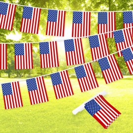 G128 American USA Bunting Banner Flag 8.2 x 5.5 Inch, Full String 33 Feet