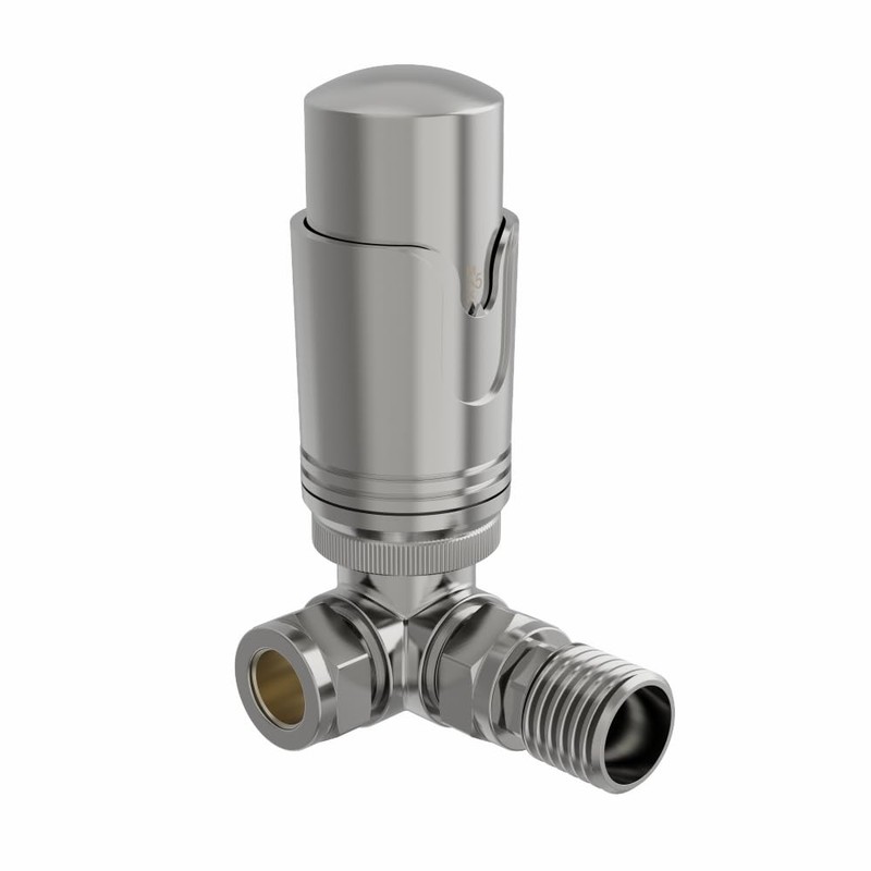 NRG Satin Nickel Corner Thermostatic Valve Bathroom Towel Rail Radiator