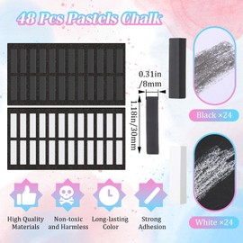 Watersay 48 Pcs Soft Chalk Pastels Set Soft Pastel for Artists Square Sketch Chalk Non-toxic Artist Pastel Sticks for Professional Artists Students and Art Lovers(White,Black,30×8×8mm)