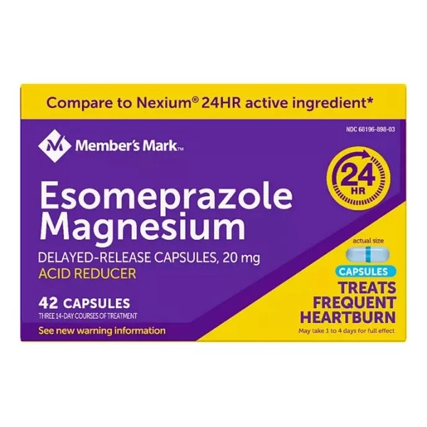 Member's Mark Esomeprazol 20mg Control Acidez + Magnesio 42caps Americano Sabor Sin Sabor