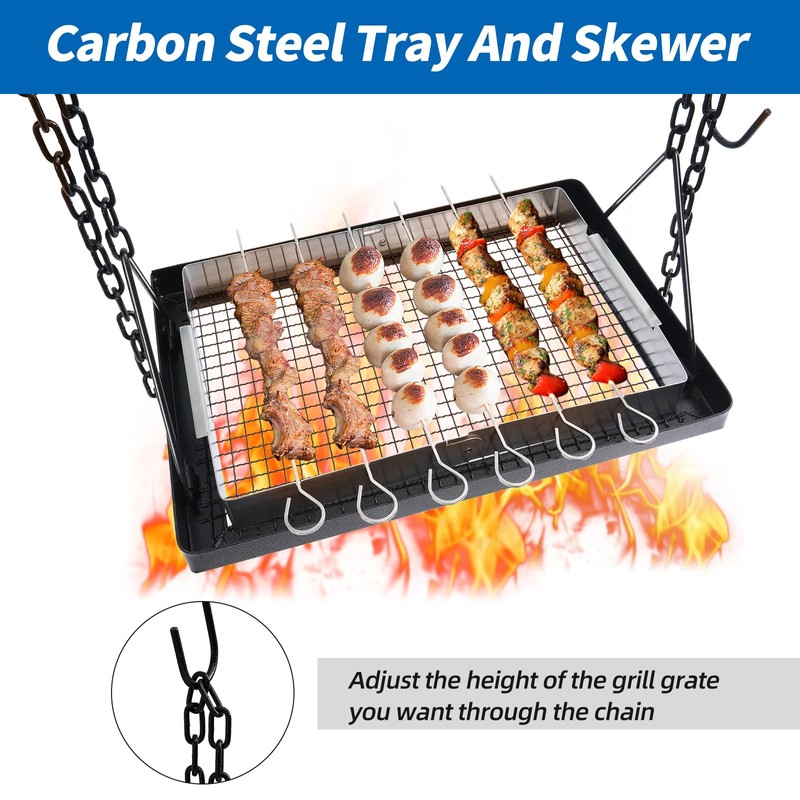 HONYTA Campfire Swing Cooking Grill Stand, Collapsible Campfire Cooking Rack