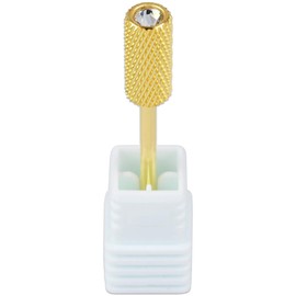 USA PANA Professional 3/32" Shank Size - Crystal Top Small or Large Barrel Carbide Bit - Nail Drill Bit for Dremel Machine (Gold, Silver - 4XC to Extra Fine Grit) (Large Barrel, Coarse, Gold)