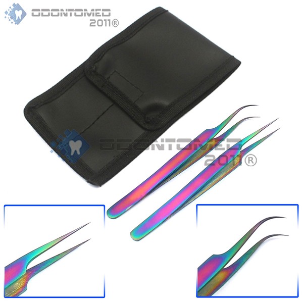 SET OF 2 Stainless Steel Multi Titanium Rainbow Color 3D