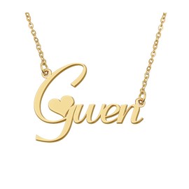 Aoloshow 18k Gold Plated Gwen Heart Name Necklace Stainless Steel for Womens Birthday Graduation Jewelry