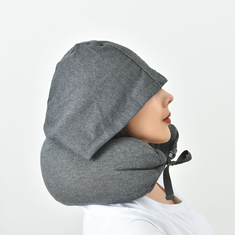 Hoodie Travel Pillow Hooded Neck Pillow Adjustable Ergonomic Travel Neck