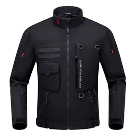 RIDEIRON CE Class A Men's Winter Motorcycle Jacket with Shoulder and Elbow Pads (CE-2), Removable Inner Lining, Windproof Motorcycle Protection, Black, 3XL