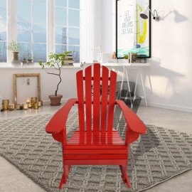 Unbranded Reclining Wooden Outdoor Rocking Adirondack chair, Red