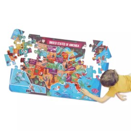 Map of the USA. Floor Puzzle for Kids Play with Classic Games Learning Journey