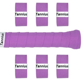 Tannius Tennis Racket Grip Tape, 6 Pack Tacky Tennis Grips, Absorbent and Enhanced Tennis Racquet Overgrip (6-Pack Purple)