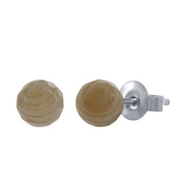 Sterling Silver 6mm Round Faceted Natural Stone Brown Persian Agate Stud Post Earrings Hypoallergenic