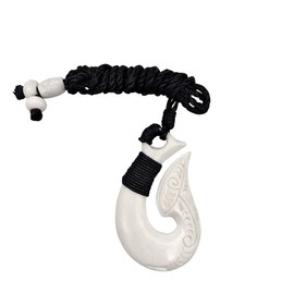81stgeneration Women's Men's Hand Carved Bone Engraved Koru HEI Matau Maori Hook Pendant Necklace