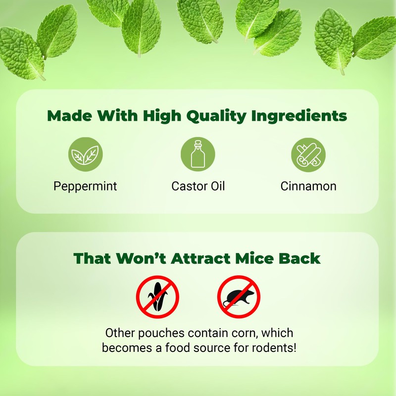 Mighty Mint Rodent Repellent Pouches – Peppermint, Castor Oil &